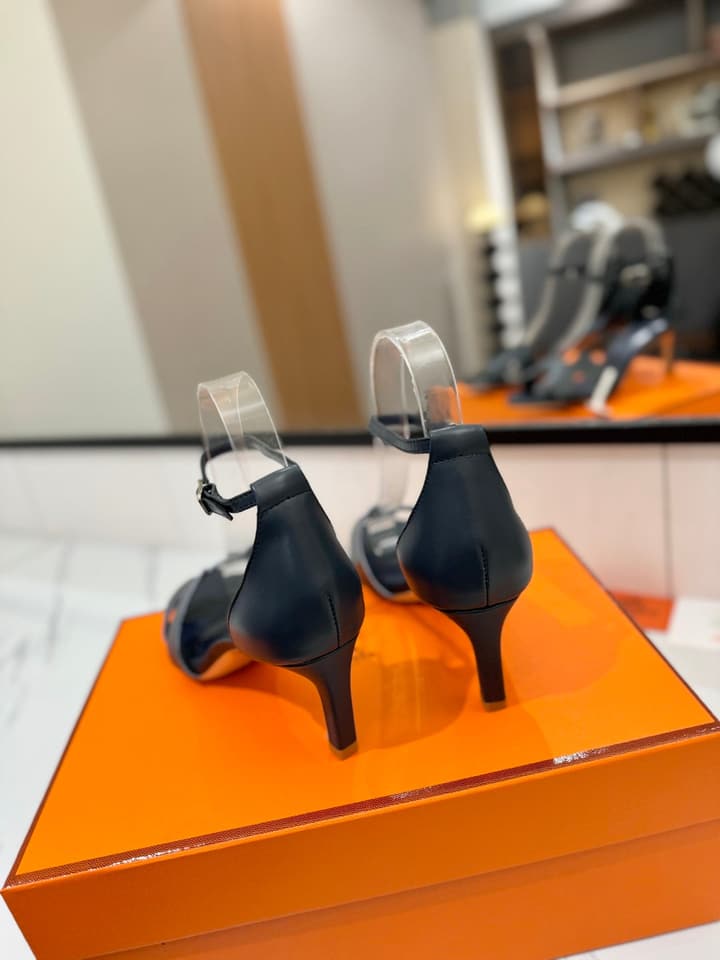 Hermès Classic Smooth Cowhide Heels – 6.5cm in All White
