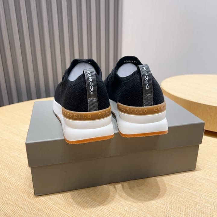 Brunello Cucinelli Men's Flyknit Sneakers – New Collection in Black Smooth