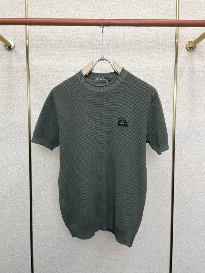 Loro Piana Men's Casual Short-Sleeve Polo Shirt in Black Textured