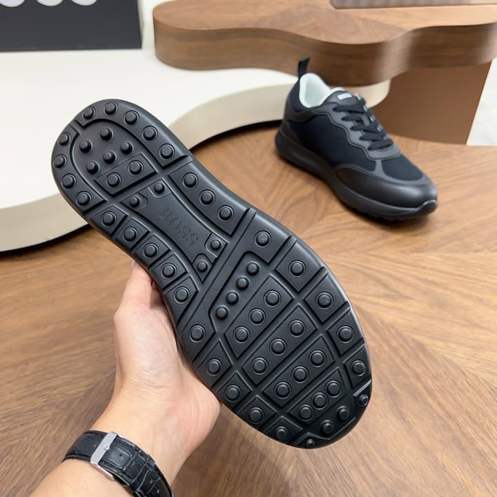 Boss Men's Knit and Leather Sneakers