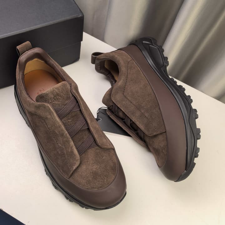 Ermenegildo Zegna Triple Stitch™ Monte Luxury Casual Shoes in Black Leather