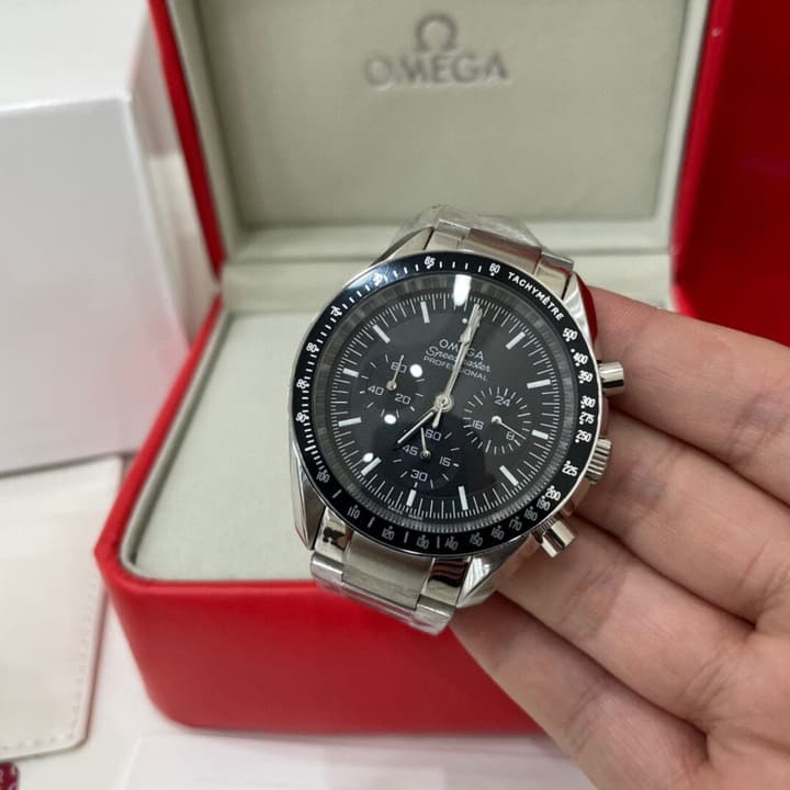 Omega Speedmaster Apollo 11 50th Anniversary Chronograph Watch in Stainless Steel Black Dial Chronograph