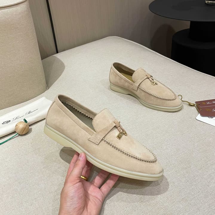 Loro Piana Summer Charms Walk Moccasin Loafers in Black Leather