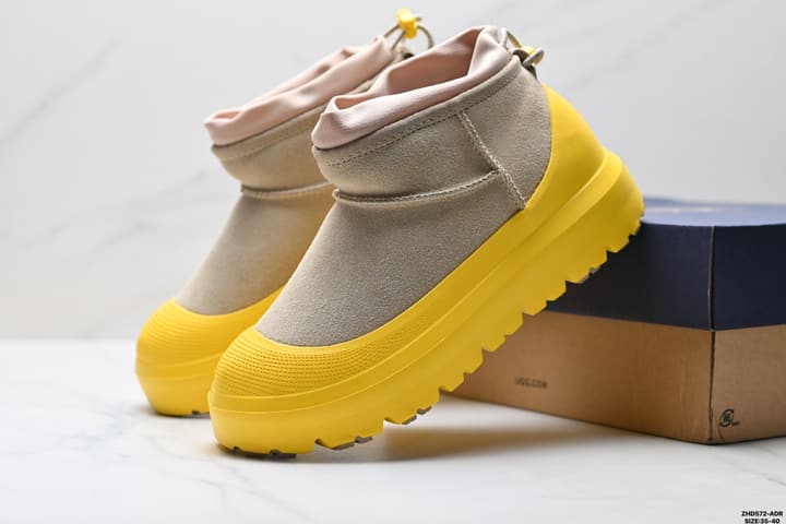UGG Tasman Weather Hybrid Mid-Top Snow Boots in Tan Suede With Beige Sole