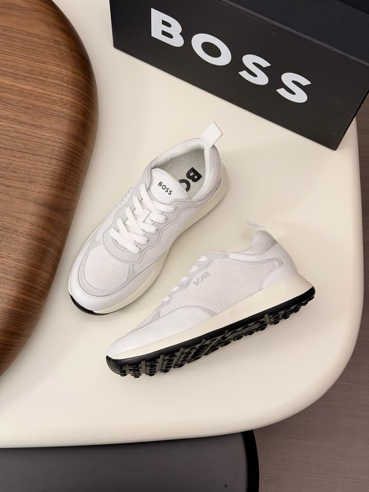 Boss Men's Knit and Leather Sneakers