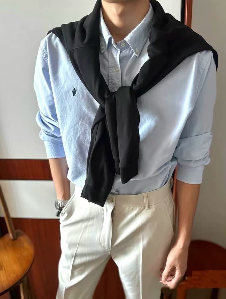 Ralph Lauren Unisex Oxford Long Sleeve Shirt in Black