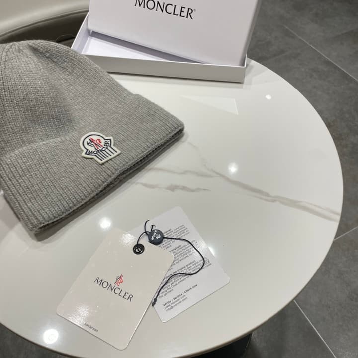 Moncler Knitted Beanie Hat in Classic Black