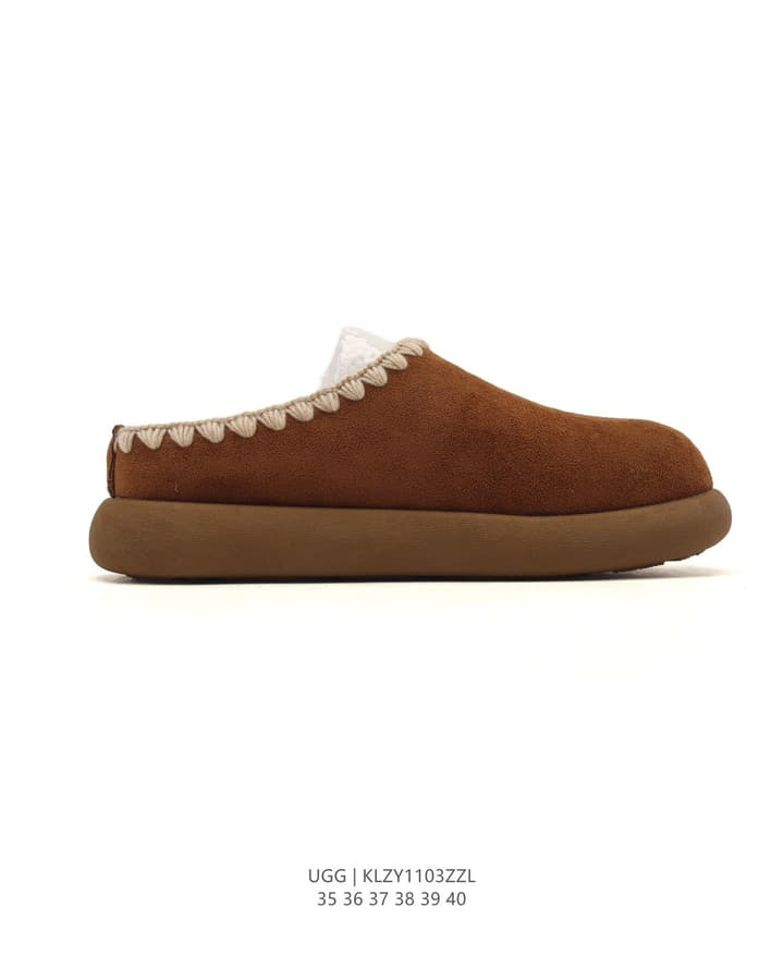 UGG Retro Color-Block Sheepskin Slippers – Autumn/Winter Collection in Brown Suede