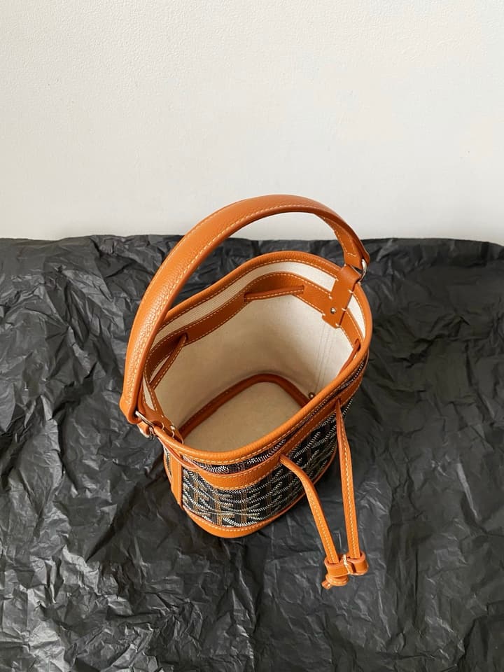 Goyard Petit Flot Mini Bucket Bag in Black/brown Goyardine