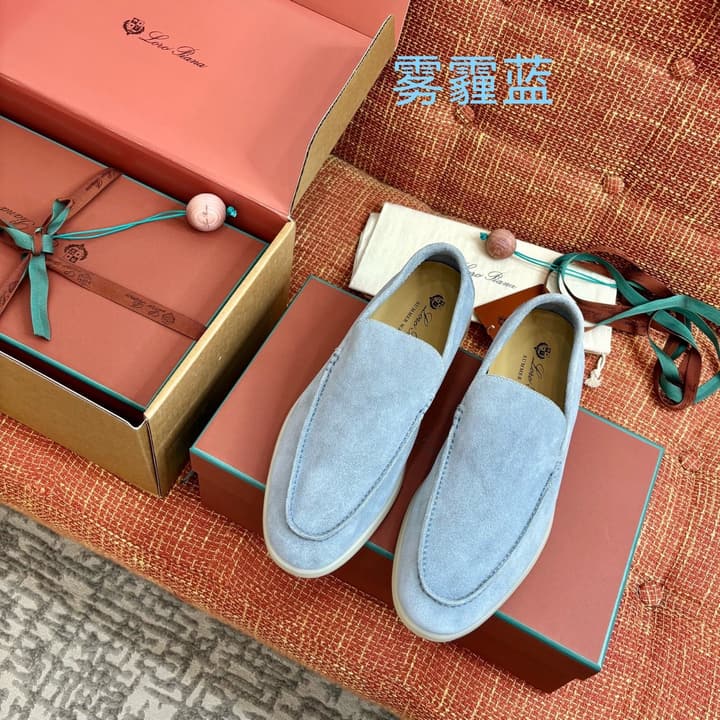 Loro Piana Suede Loafers in Dark Blue