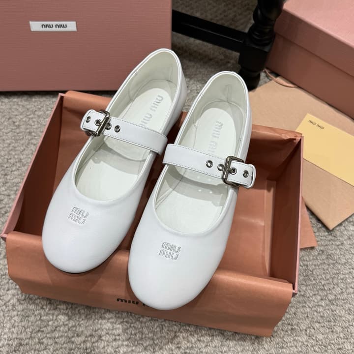 Miu Miu Pointed-Toe Mary Jane Ballet Flats – 2026 Runway Collection