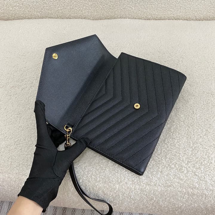 Saint Laurent Cassandre Grained Leather Clutch Bag