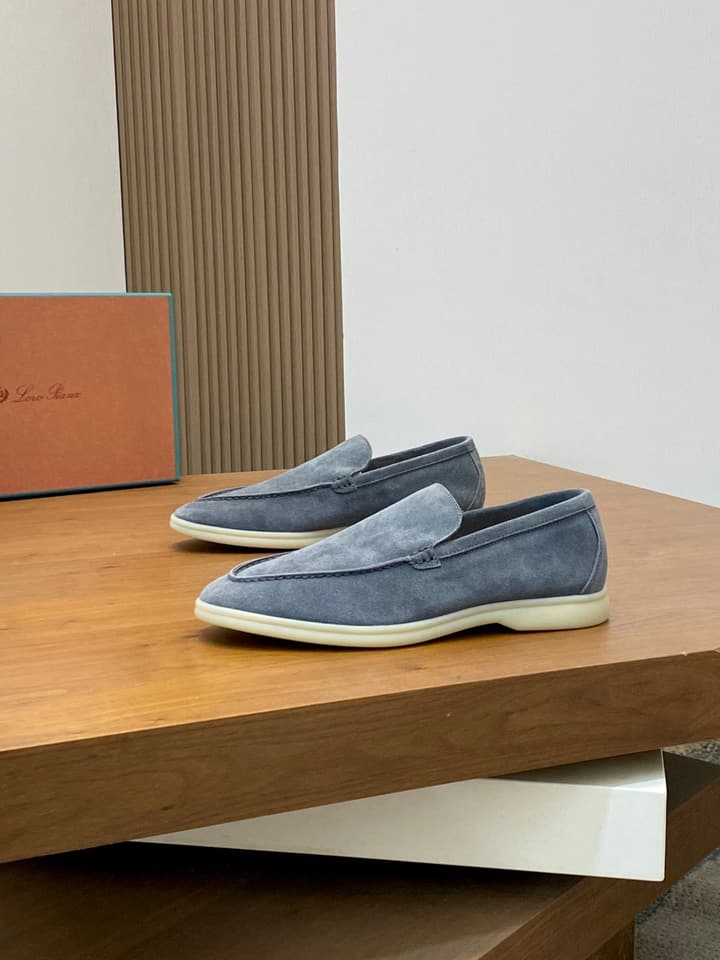 Loro Piana Suede Leather Slip-On Loafers in Black Suede