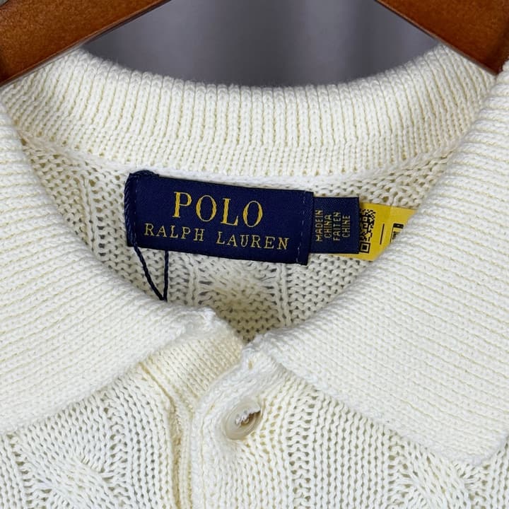 Ralph Lauren Classic Cable Knit Polo Sweater in Black