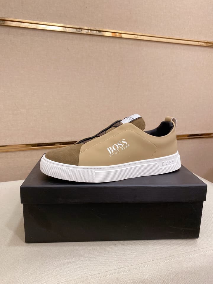 Boss Casual Leather Loafers in Glossy Black Toe