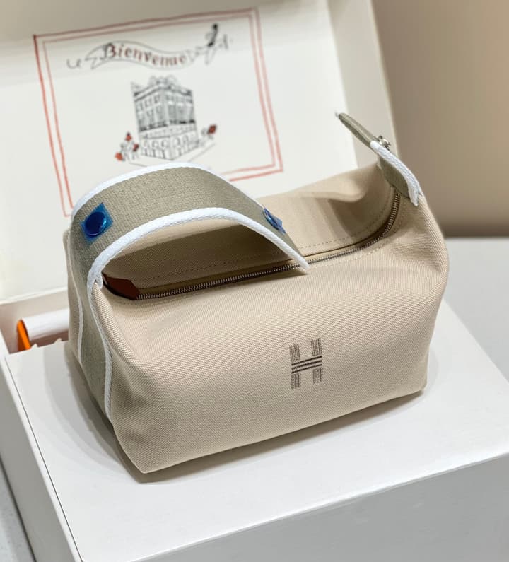Hermès Trousse Bride-A-Brac Canvas Pouch in Beige