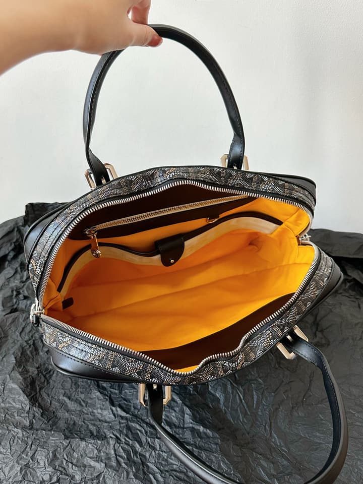 Goyard Men's Goyardine Briefcase in Black Goyardine