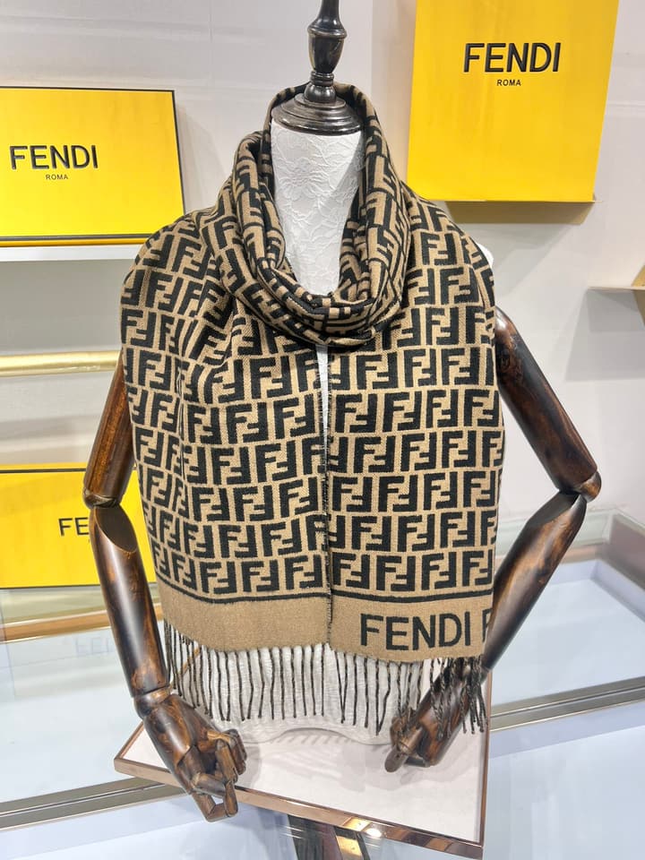 Fendi FF Monogram Scarf in Dark Brown Ff Monogram