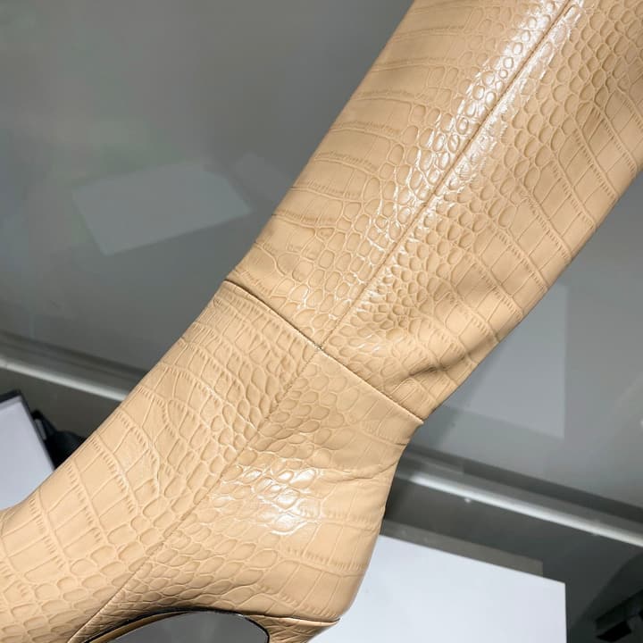 Paris Texas Crocodile Embossed Knee-High Boots – 2022 FW in Black Croc Embossed