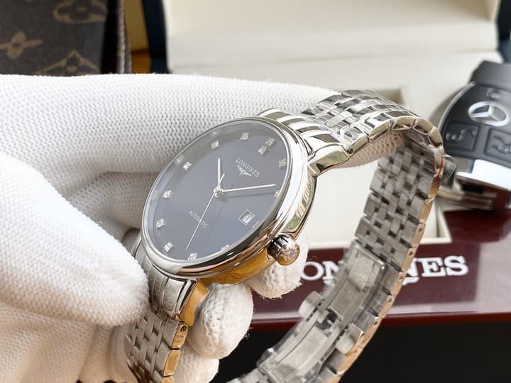 Longines Bo Ya Series Automatic Watch in Stainless Steel Blue Diamond Dial