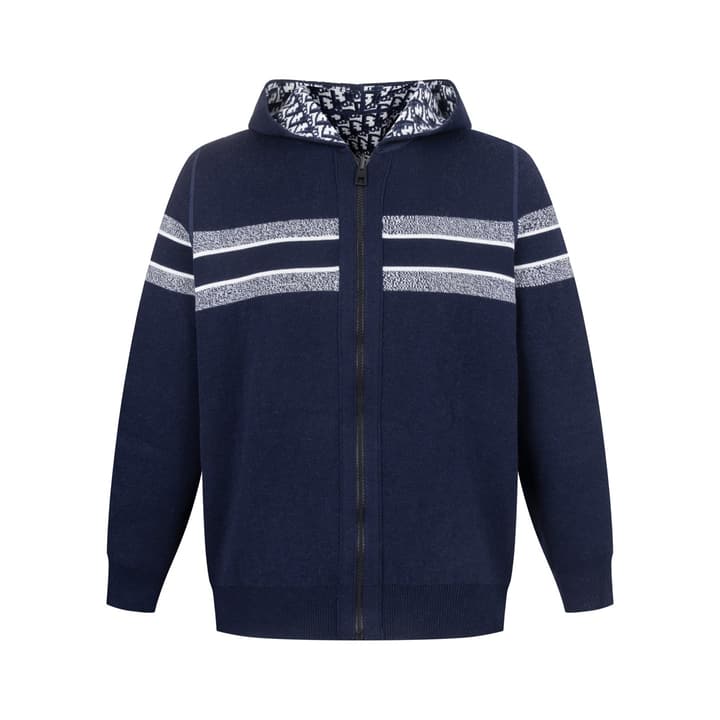 Dior Reversible Jacquard Cashmere Hooded Cardigan – 20SS in Blue