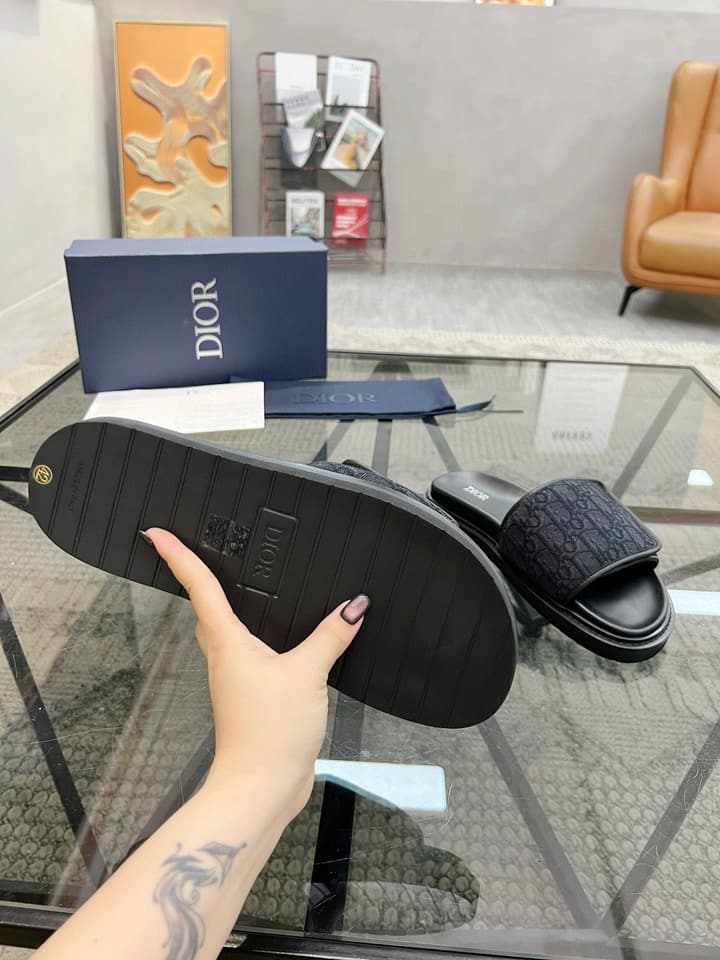 Dior Luxury Slides in Black Textured
