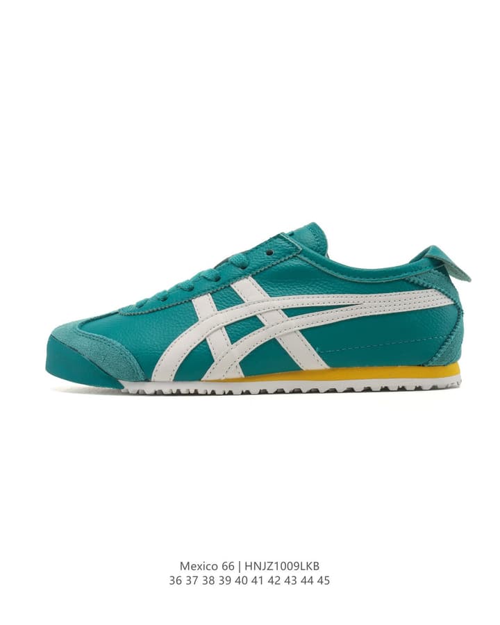 Asics Onitsuka Tiger Mexico 66 Classic Sneakers in Teal With White Stripes And Yellow Accent