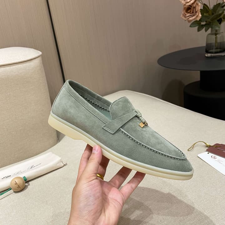 Loro Piana Summer Charms Walk Moccasin Loafers in Black Leather