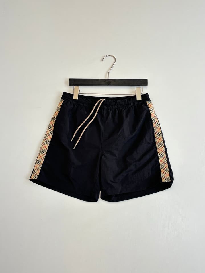 Burberry Nylon Side Check Drawstring Shorts in Black
