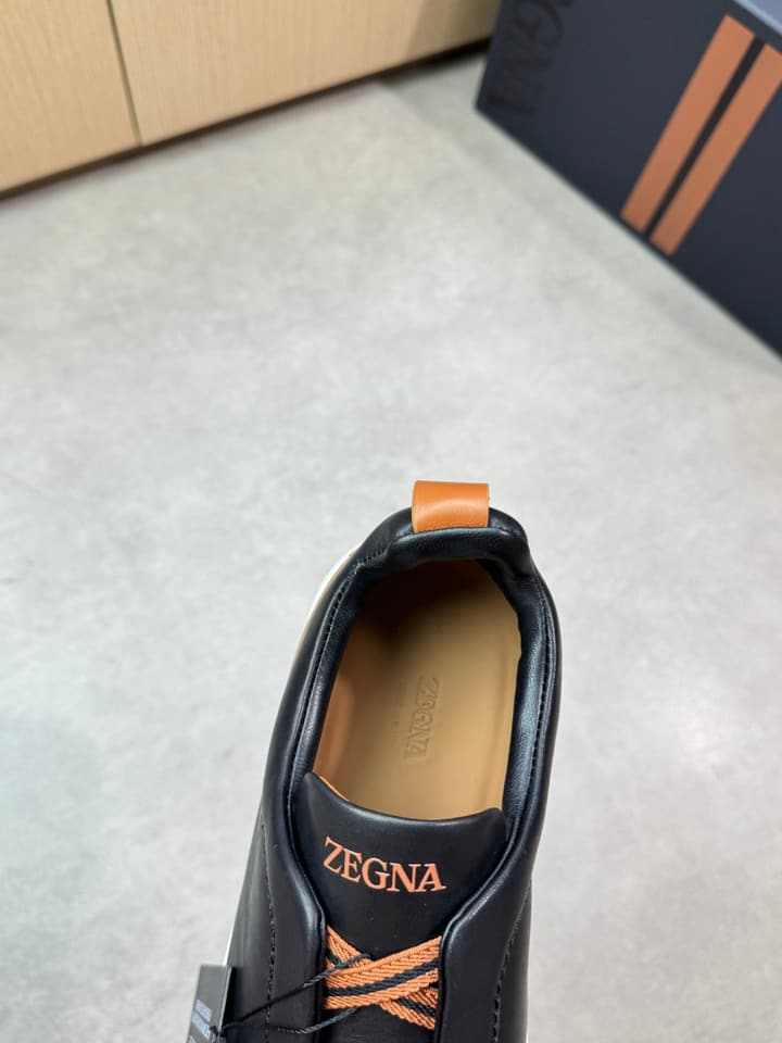 Zegna Triple Stitch Nappa Leather Slip-On Sneakers in Black