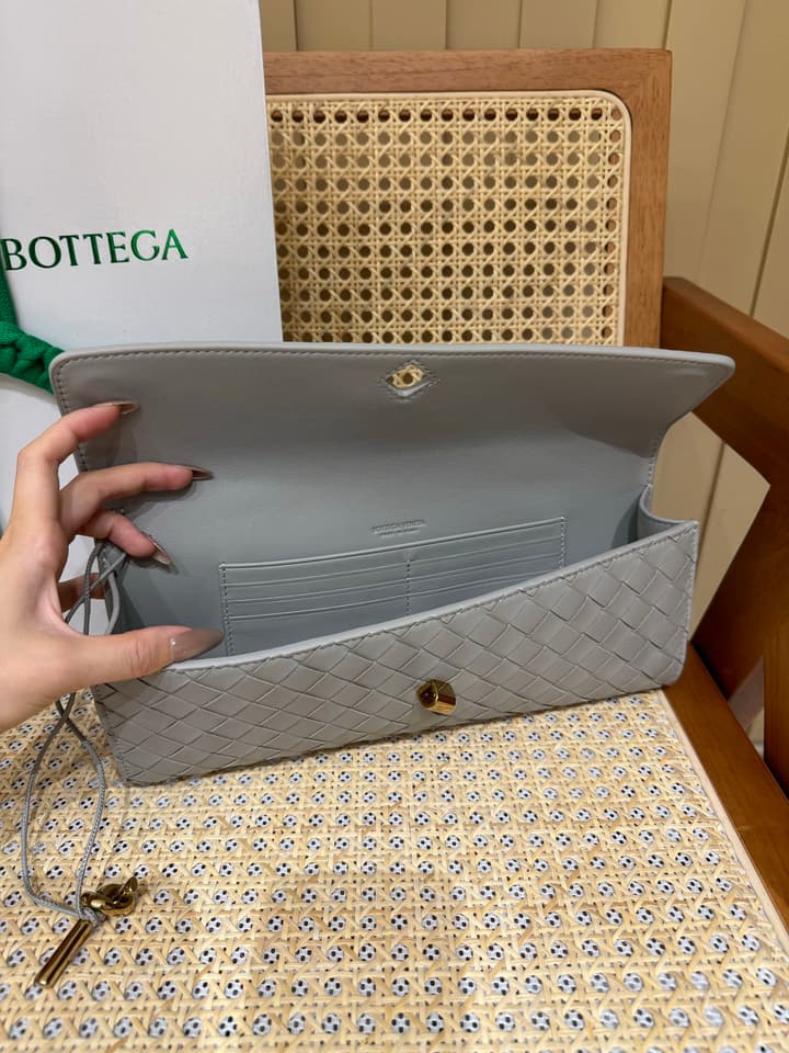 Bottega Veneta Andiamo Clutch Bag in Black Intrecciato