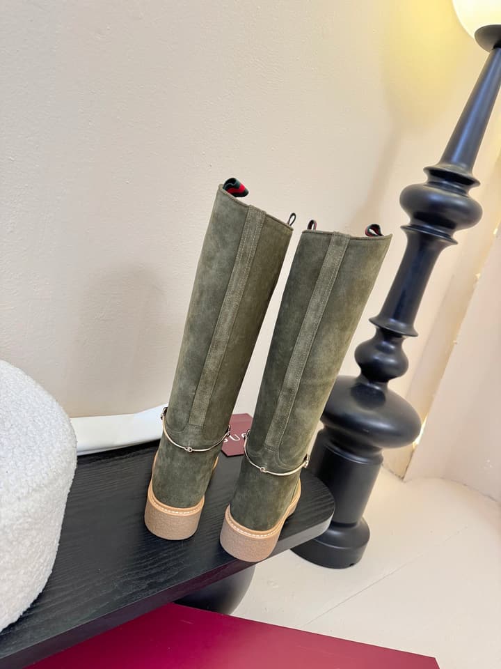 Gucci Runway Velvet Boots in Black Suede