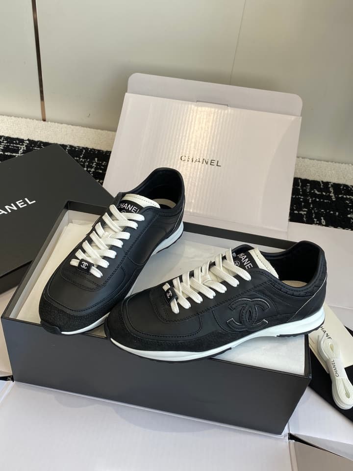 Chanel Panda Platform Sneakers – 2025SS in Black With White Laces