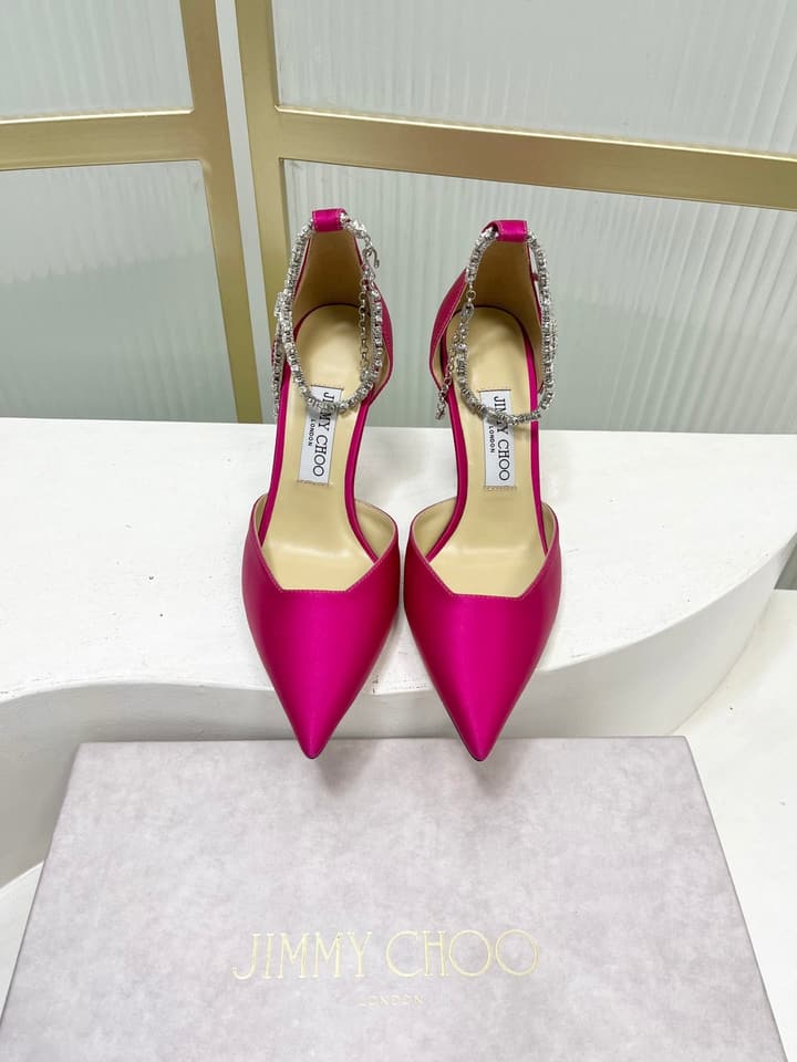 Jimmy Choo Stevie 100 Bow Crystal Silk Heels – 2025SS in Black Silk