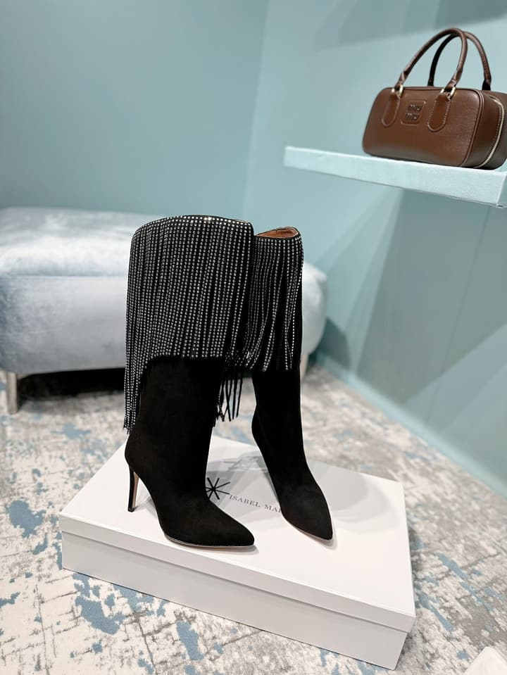 Paris Texas Suede Heels – 24FW in Black Suede Fringe