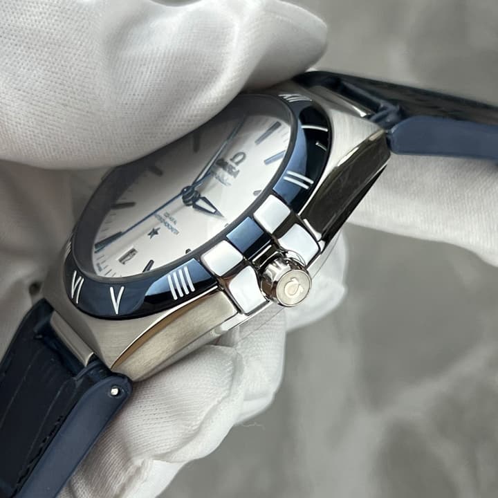 Omega Constellation Series Automatic Watch 41mm in White Dial Blue Strap