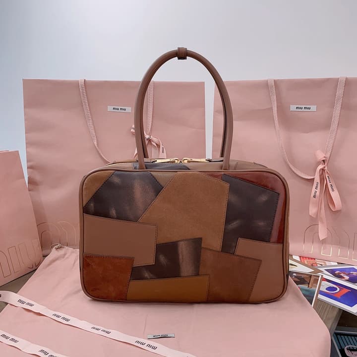 Miu Miu Patchwork Briefcase in Brown Patchwork