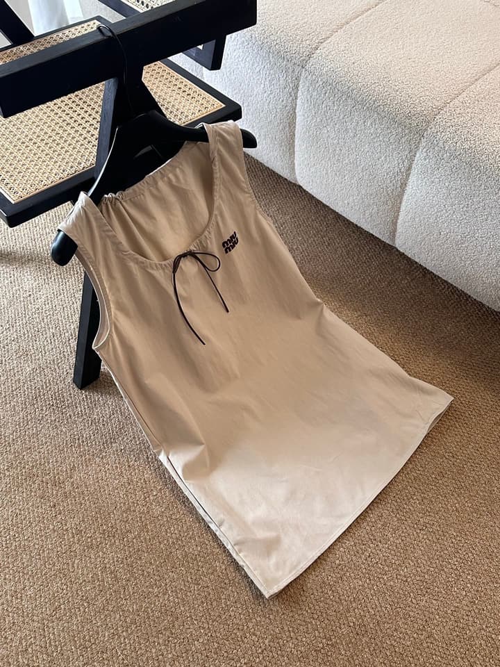 Miu Miu Sleeveless A-Line Dress in Khaki
