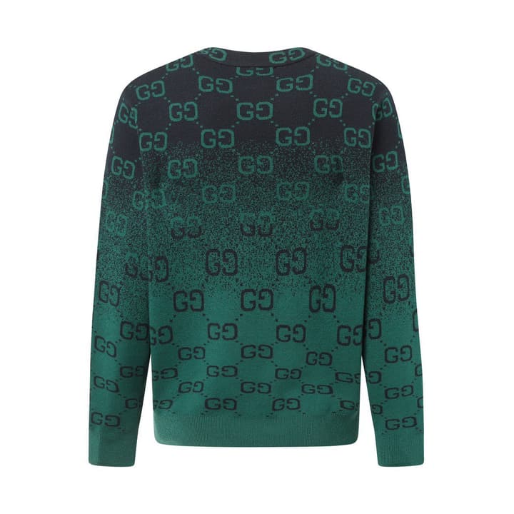 Gucci Logo Knit Crewneck Sweater in Green Gradient Logo Knit