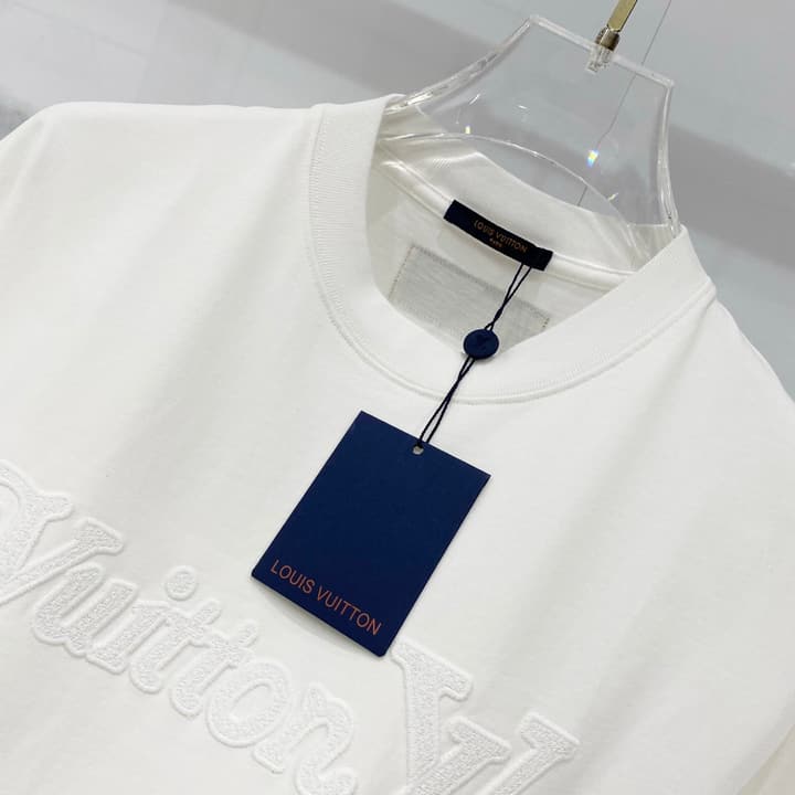 Louis Vuitton Washed Cotton Logo Embroidery T-Shirt in Black