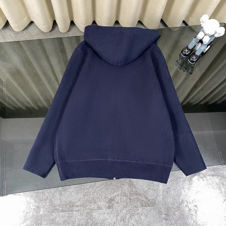 Hermès Classic Jacquard Cashmere Hooded Cardigan in Dark Jacquard Pattern