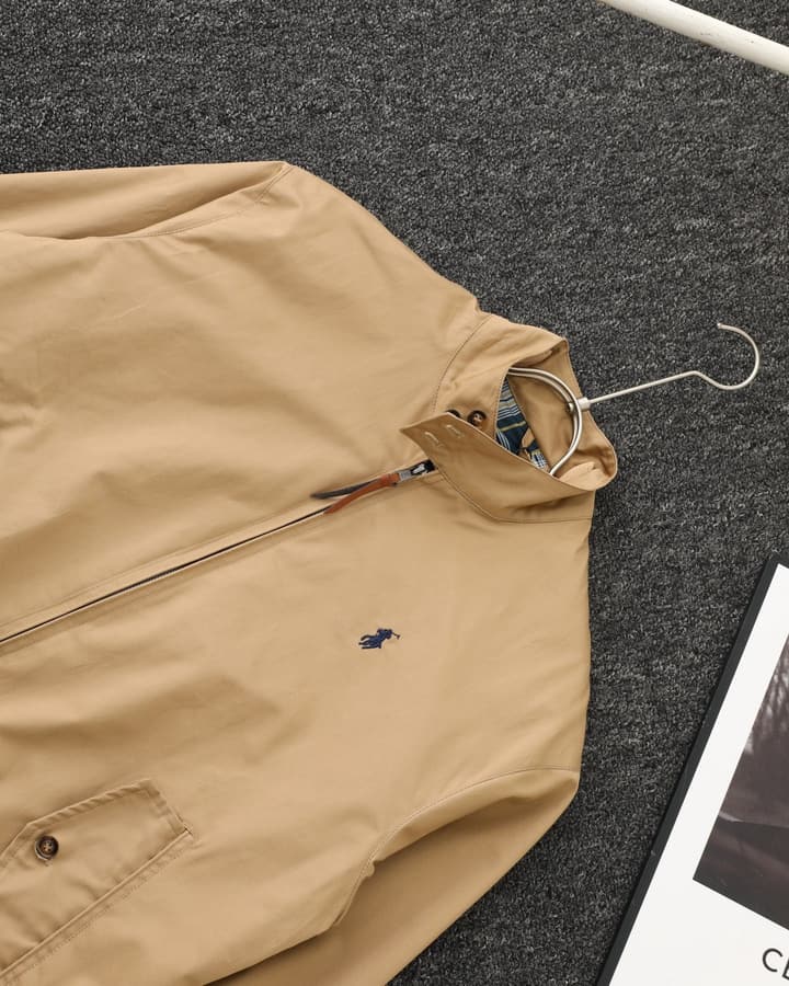 Ralph Lauren Old Money Stand-Collar Workwear Jacket in Khaki