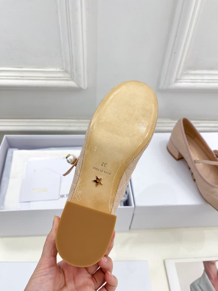 Dior Cannage Pearl Ballet Pumps – 2024 Early Spring Collection in Cream Mary Jane