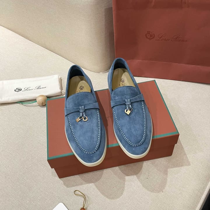 Loro Piana Summer Charms Walk Moccasin Loafers in Black Leather