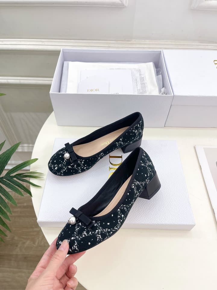 Dior Cannage Pearl Ballet Pumps – 2024 Early Spring Collection in Cream Mary Jane