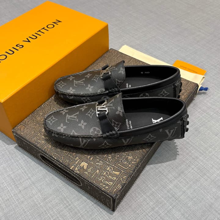 Louis Vuitton Men's Monogram Driving Shoes in Black
