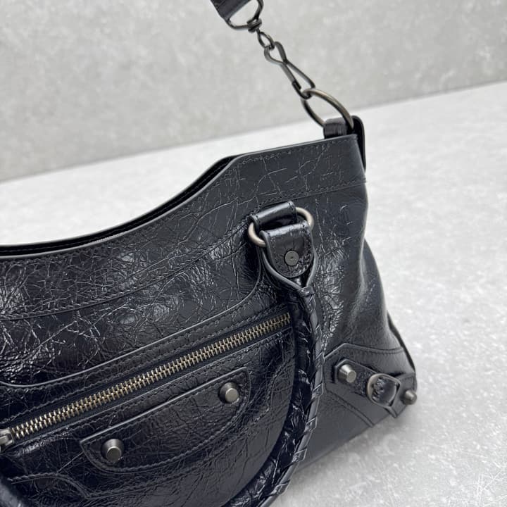 Balenciaga Le City First Bag in Oil Wax Leather in Black Oil Wax Leather
