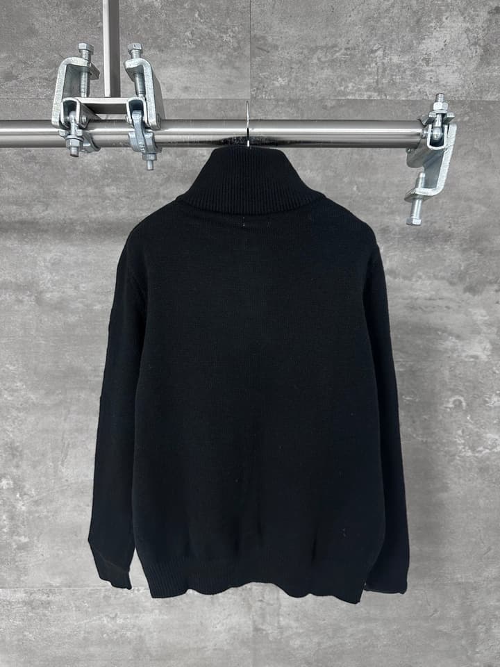 Celine Small Embroidery Half-Zip High-Neck Sweater – 24FW in Black Half-zip Sweater