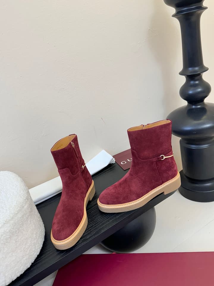 Gucci Runway Suede Boots in Taupe Suede