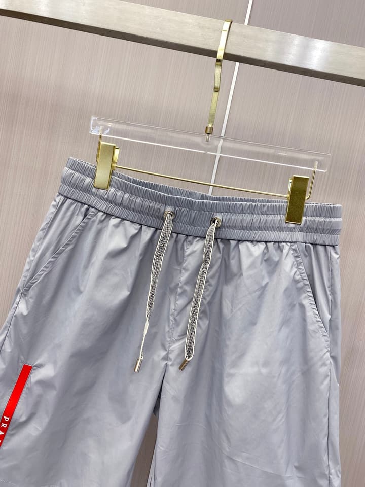 Prada Quick-Dry Drawstring Beach Shorts – 2026SS in Light Grey
